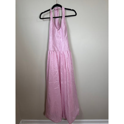 Show Me Your Mumu Pink Halter Maxi Dress Dropped Waist Gown Small
