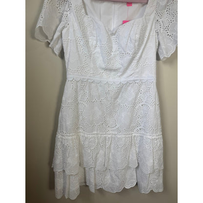 Lilly Pulitzer Bonni Dress Resort White Jumbo Bouquet Eyelet Lace Mini  4