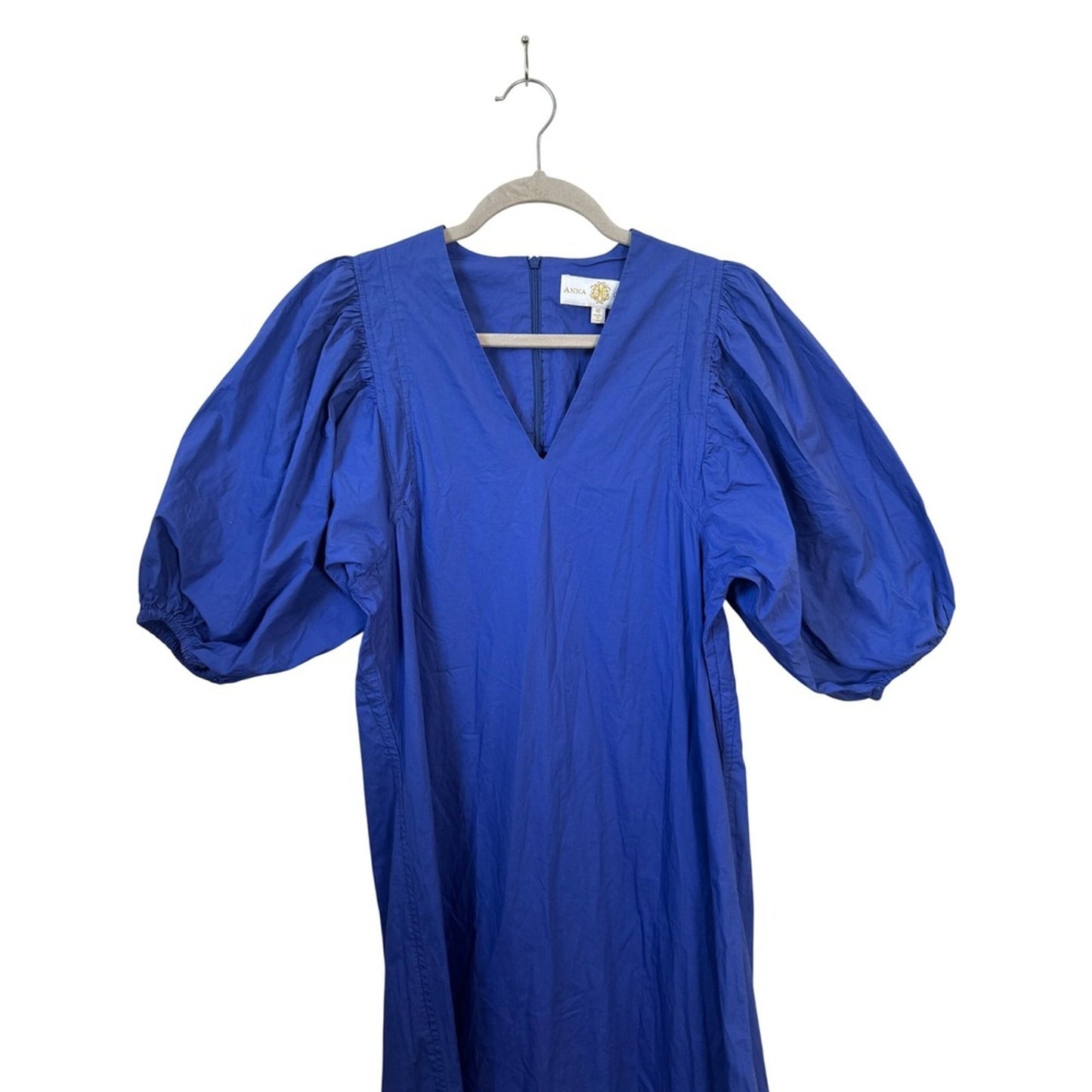Anna Cate Royal Blue V-Neck Puff Sleeve Tiered Midi Dress XS