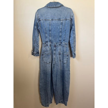 We The Free Free People Marci Denim Jumpsuit Blue Acid Wash Utility Size S