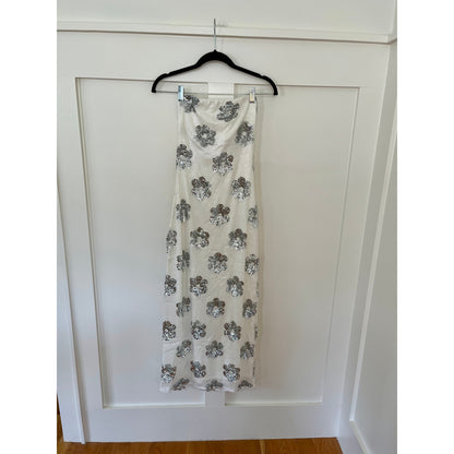NEW NWT Show Me Your Mumu Taylor Tube Midi Dress White Silver Size XS