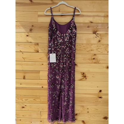 Mac Duggal Floral Beaded Gown Rasberry STYLE 5477 Size 10