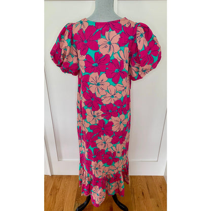 Oh Joy X The Odells The Julia Dress in Pink Floral Medium Short Sleeve V-Neck