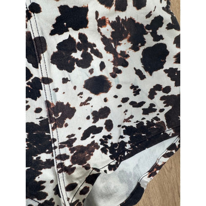 Show Me Your Mumu Cow Print High Waisted Hot Pants Shorts Womens Medium Black