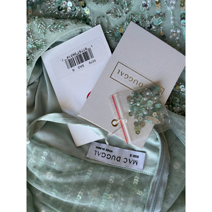 Mac Duggal Midi Mint/Silver/Pearl Size 6 STYLE 5579
