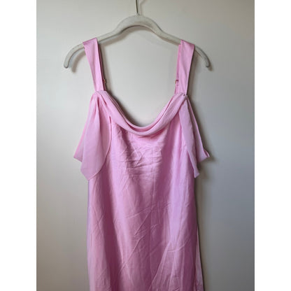 Show Me Your Mumu Rome Maxi Dress Pink Satin Cold Shoulder Bridesmaid Gown Large