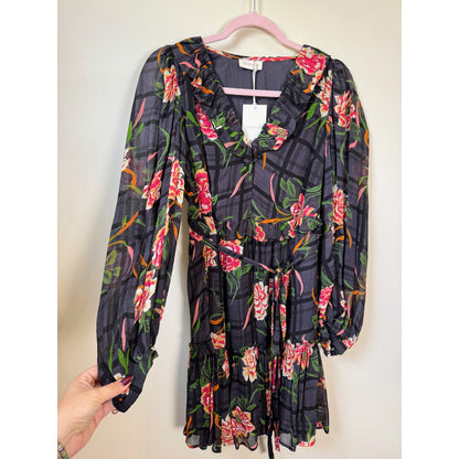 NEW NWT Banjanan Florence Flora Long Sleeve Mini Dress Size XS
