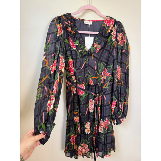 NEW NWT Banjanan Florence Flora Long Sleeve Mini Dress Size XS