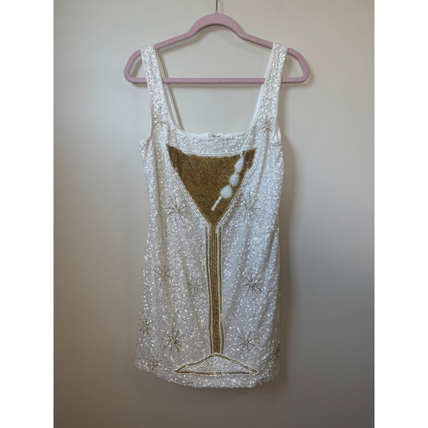 Show Me Your Mumu Martini Mini Dress White Sequin Beaded Cocktail Party Large