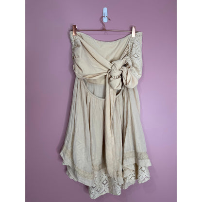 Free People Renata Mini Dress in Nude Size XL Strapless A-Line Embroidered