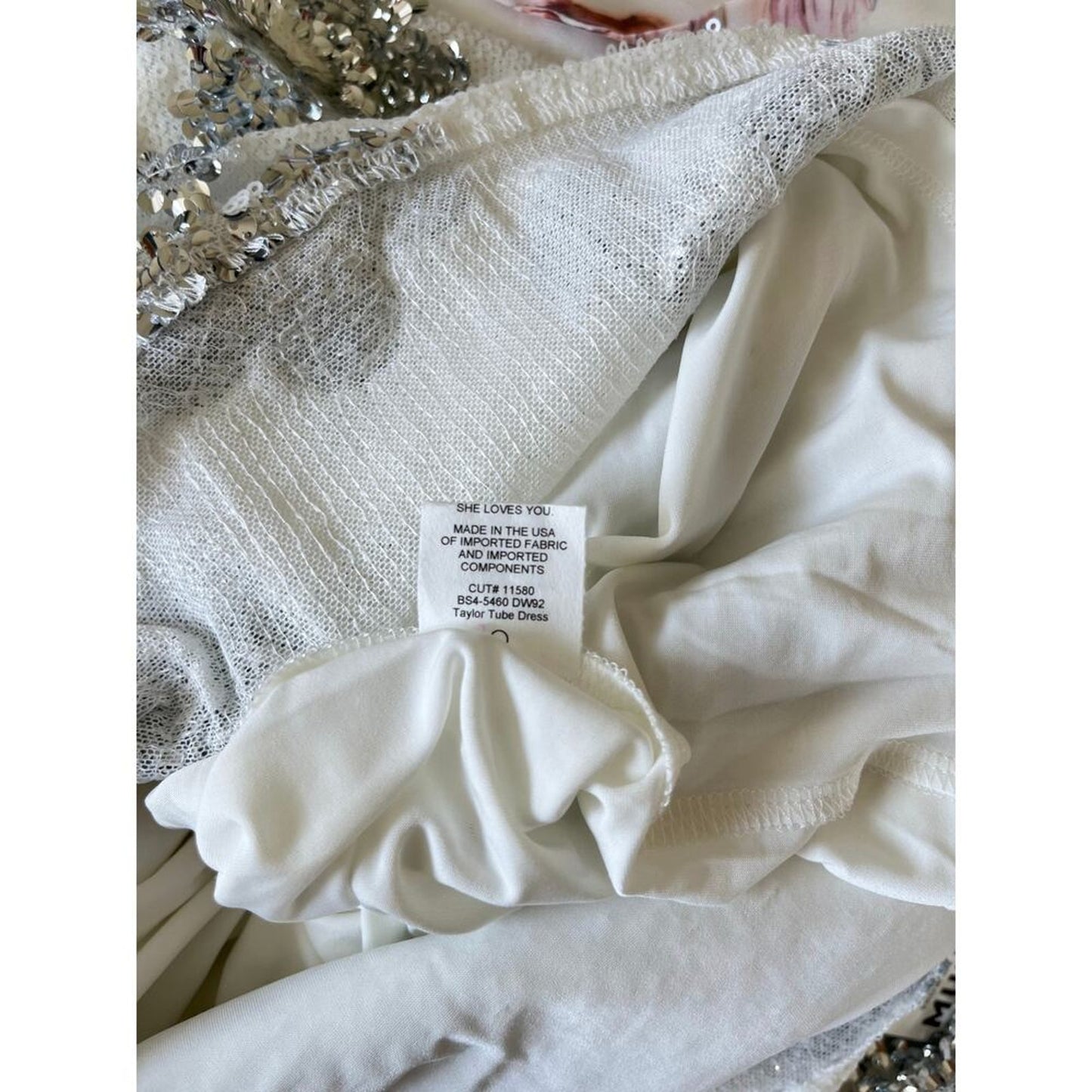 NEW NWT Show Me Your Mumu Taylor Tube Midi Dress White Silver‎ Size XS