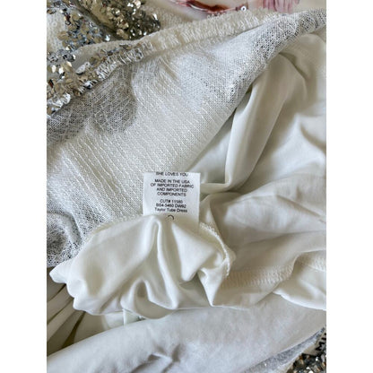 NEW NWT Show Me Your Mumu Taylor Tube Midi Dress White Silver‎ Size XS