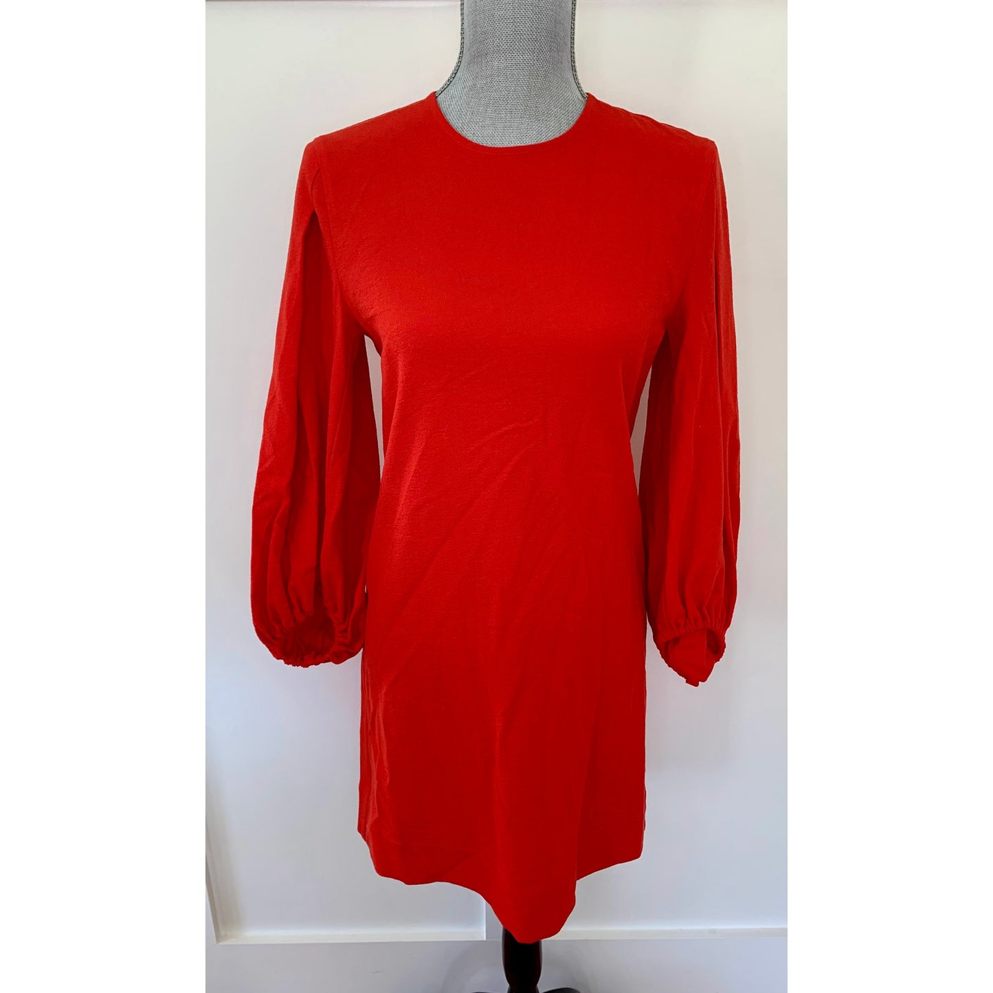 Boss Dageta Shift Dress Mini in Bright Red Size 2 Long Sleeve Stretch Party