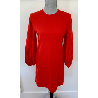 Boss Dageta Shift Dress Mini in Bright Red Size 2 Long Sleeve Stretch Party