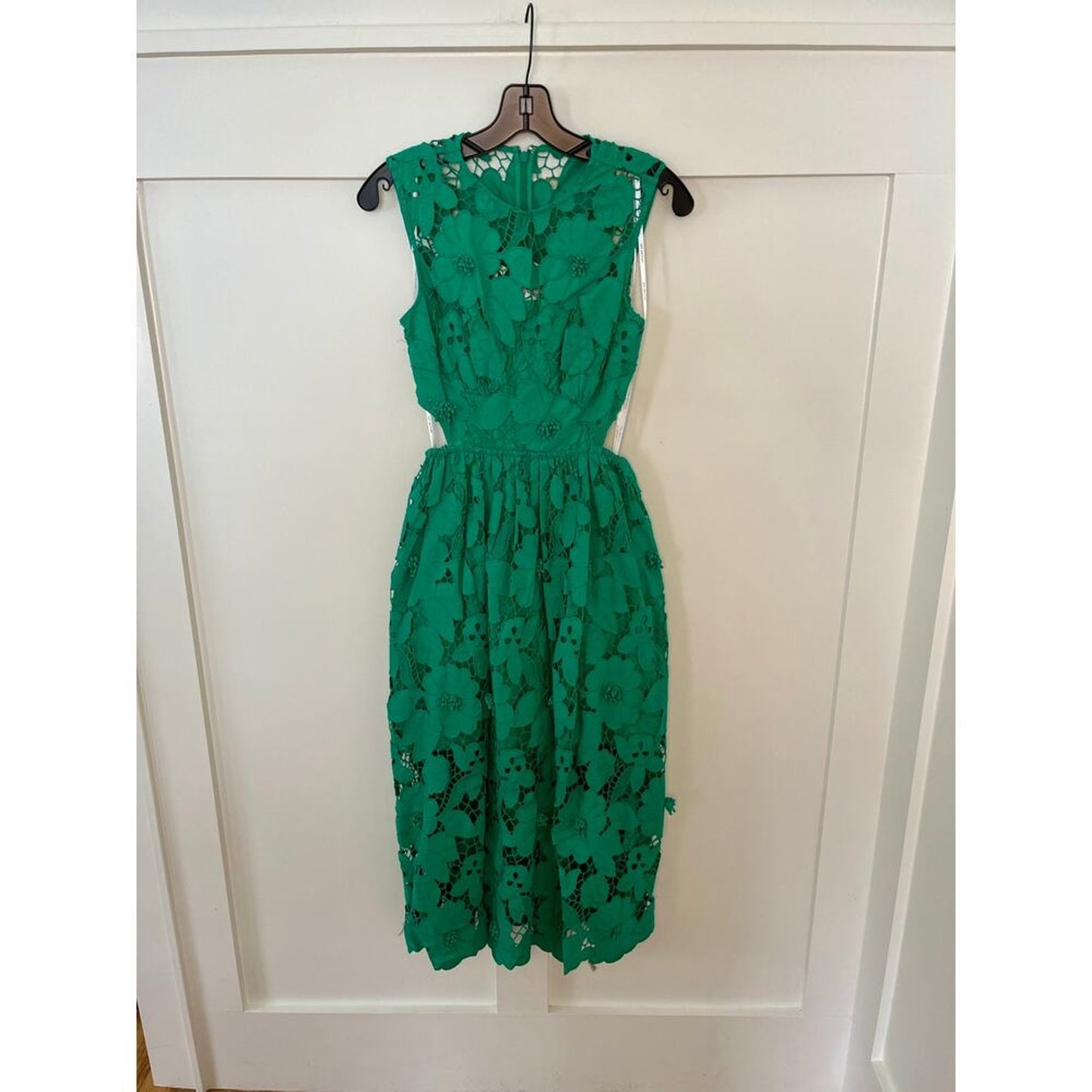 Self Portrait 3D Cotton Lace Midi‎ Dress Green Size 2