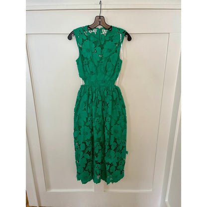 Self Portrait 3D Cotton Lace Midi‎ Dress Green Size 2
