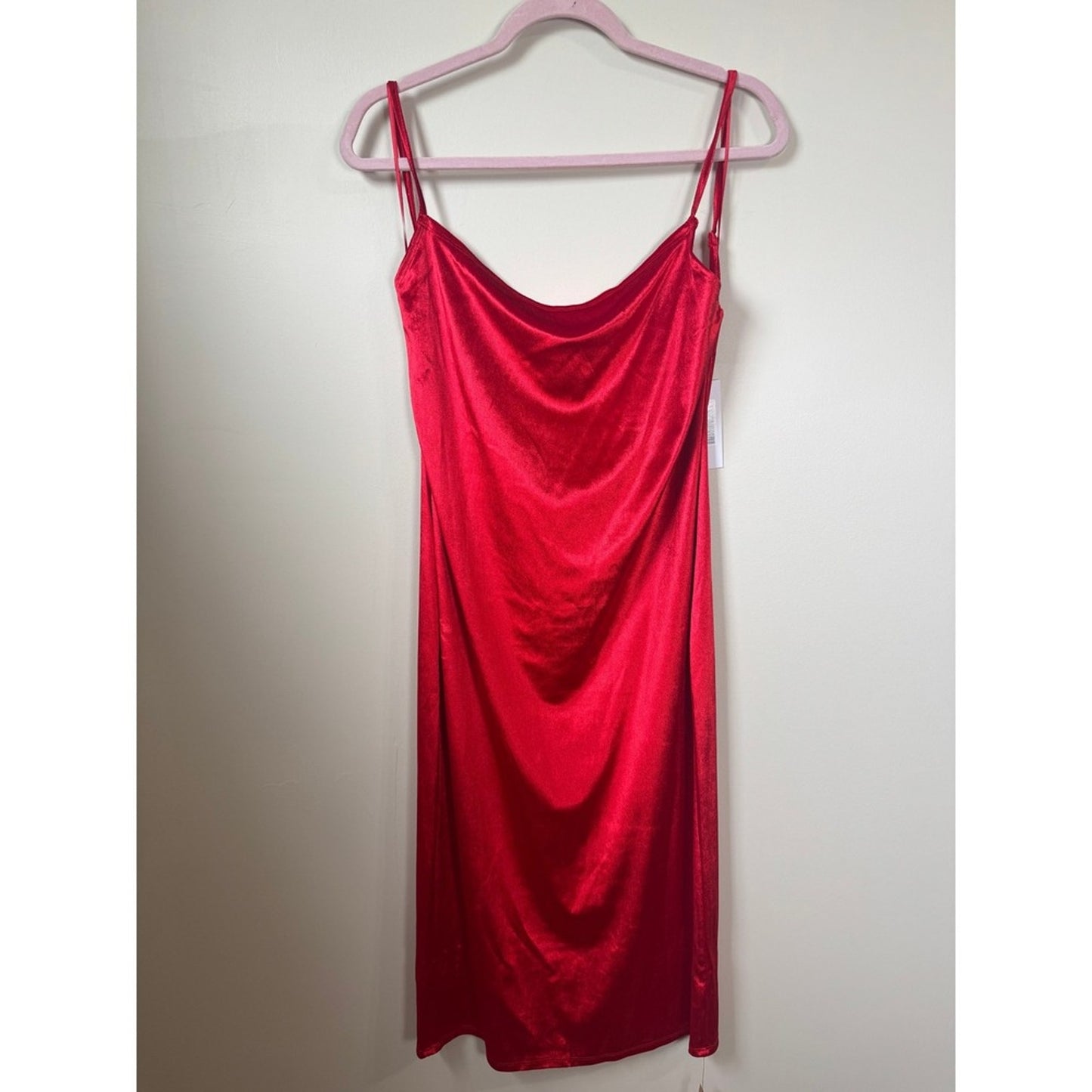Reformation Merel Velvet Dress Red Cowl Neck Open Back Midi Large NEW