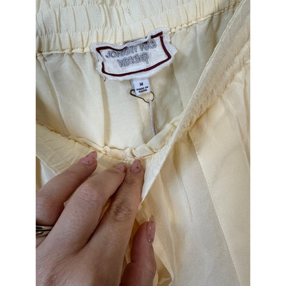 Johnny Was Workshop Cream Paisley Border Print Wide Leg Flowy Boho Pants Size M