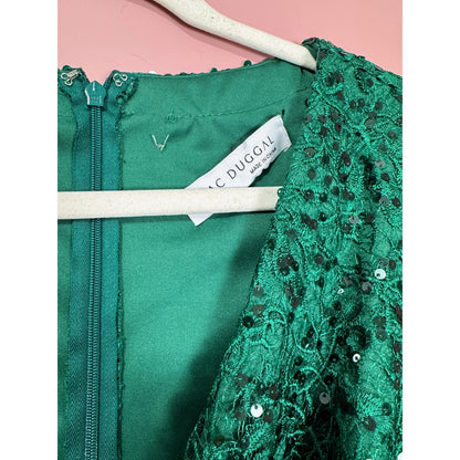 NEW NWT Mac Duggal Embellished Wrap Over Long Sleeve Gown Green Style 68016 Size 6
