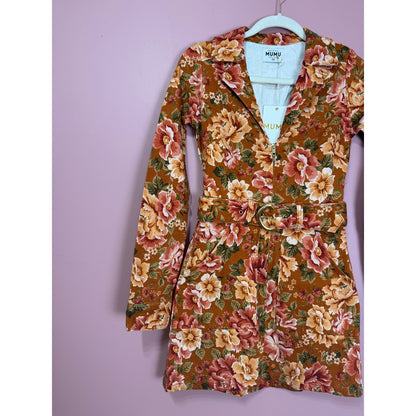 Show Me Your Mumu Outlaw Denim Long Sleeve Mini Dress Garden Harvest Size XS