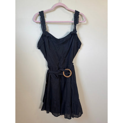 Show Me Your Mumu Black Tiered Mini Dress Ruffle Strap Woven Belt NWT