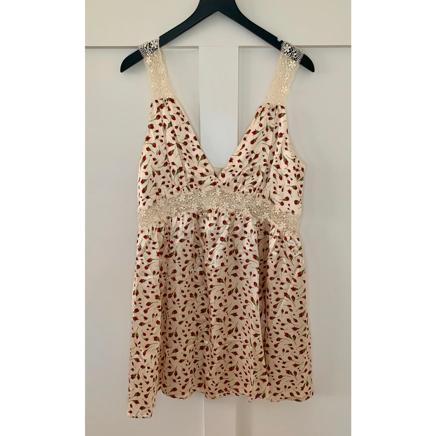 Reformation Elina Silk Mini Dress Marion Size 12 Lace Trim V-Neck Sleeveless