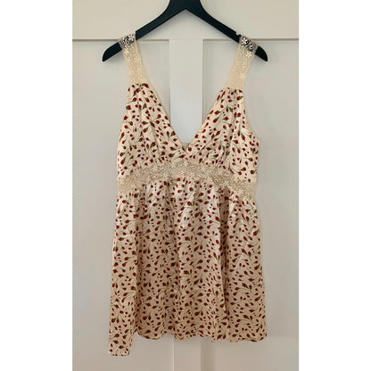 Reformation Elina Silk Mini Dress Marion Size 12 Lace Trim V-Neck Sleeveless
