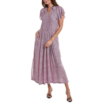 NEW NWT Zadig & Voltaire Ruskie Goa Maxi Dress with Flutter Sleeves Blossom Size Medium