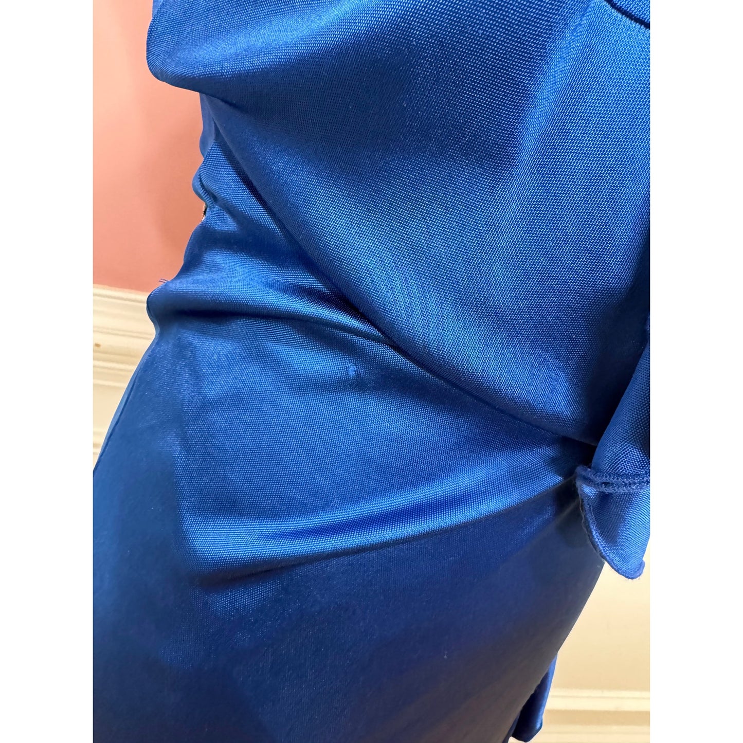 Missoni Viscose Wrap Dress in Royal Blue US Size 8 Cowl Neck Ruffle Asymmetric