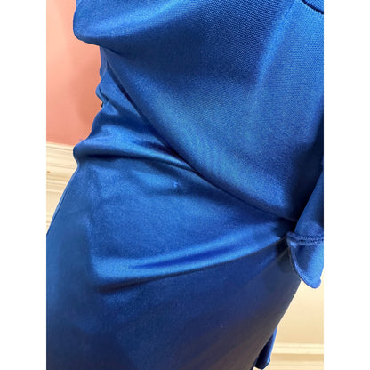 Missoni Viscose Wrap Dress in Royal Blue US Size 8 Cowl Neck Ruffle Asymmetric