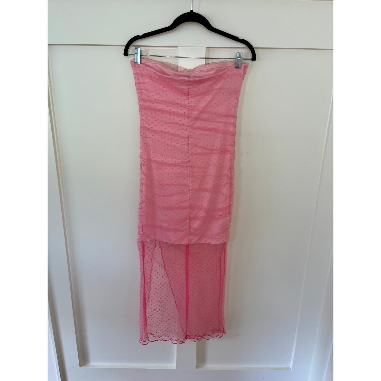 NEW Majorelle Brady Strapless Pink Dot Strapless Midi Dress Size Large