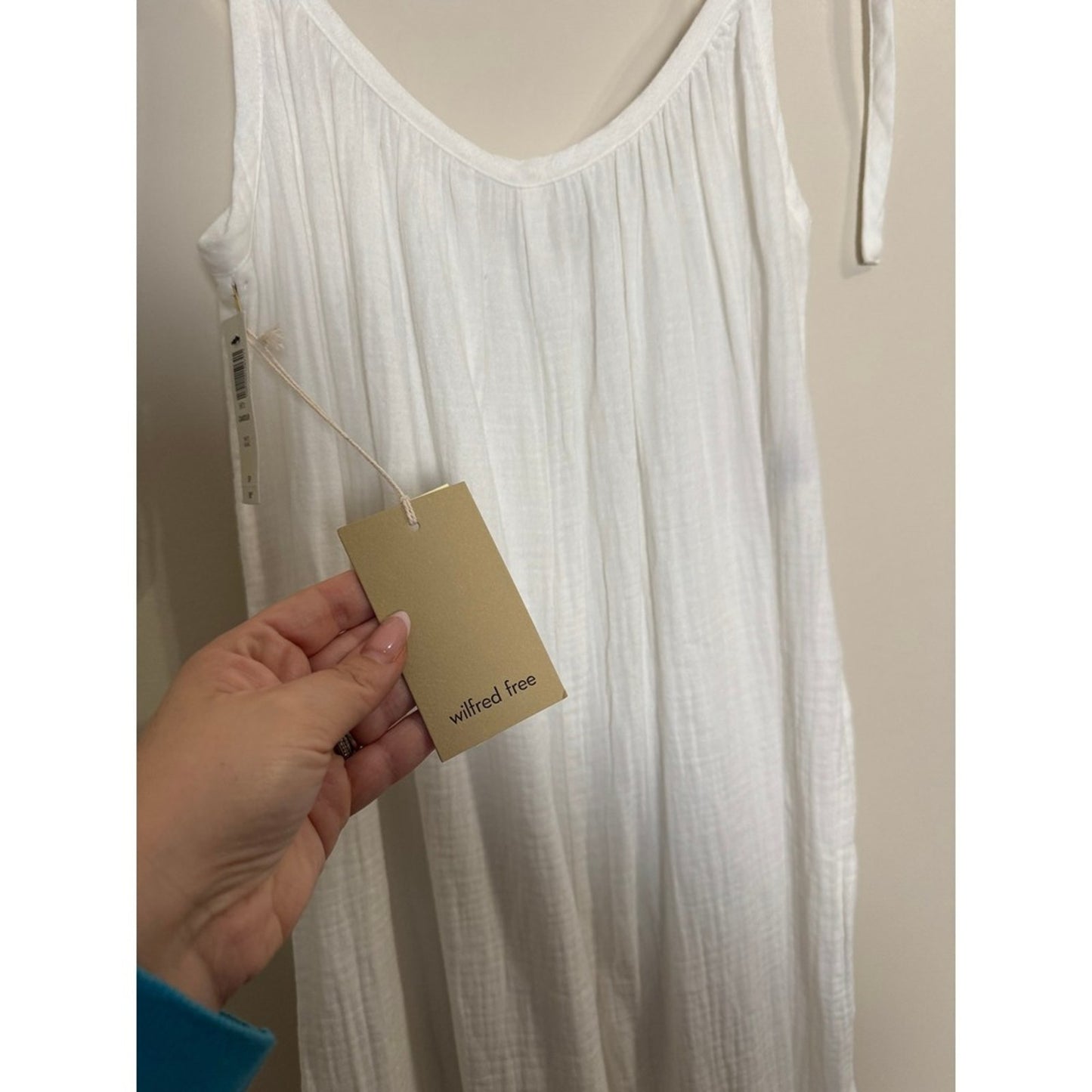 Wilfred Free Aritzia White Sail Jumpsuit Cotton Gauze Tie Shoulder Wide Leg XS