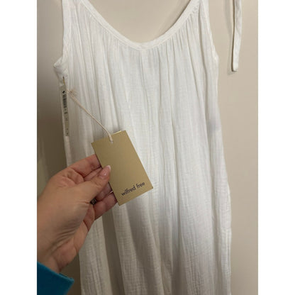 Wilfred Free Aritzia White Sail Jumpsuit Cotton Gauze Tie Shoulder Wide Leg XS