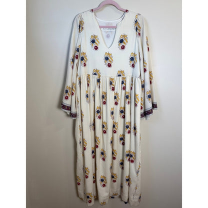 ALIX OF BOHEMIA Cream Floral Print Long Sleeve Maxi Dress Size M