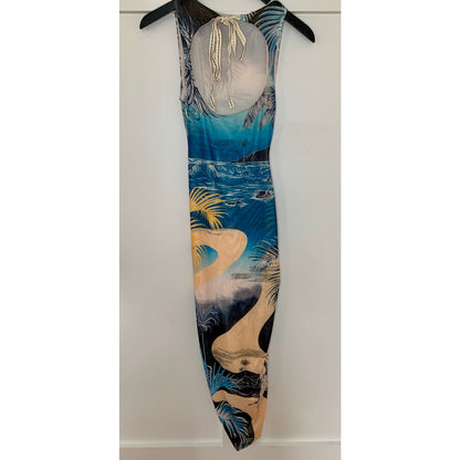 Agua Bendita Keira Shaka Maxi Dress in Multicolor Small Lined Sleeveless Stretch