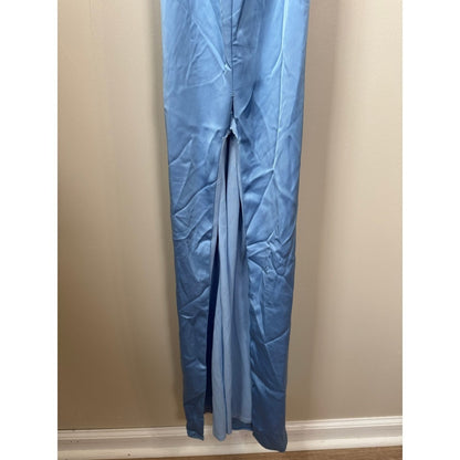 Katie May Los Angeles Blue Satin Cowl Neck Maxi Gown Dress NWT Defect