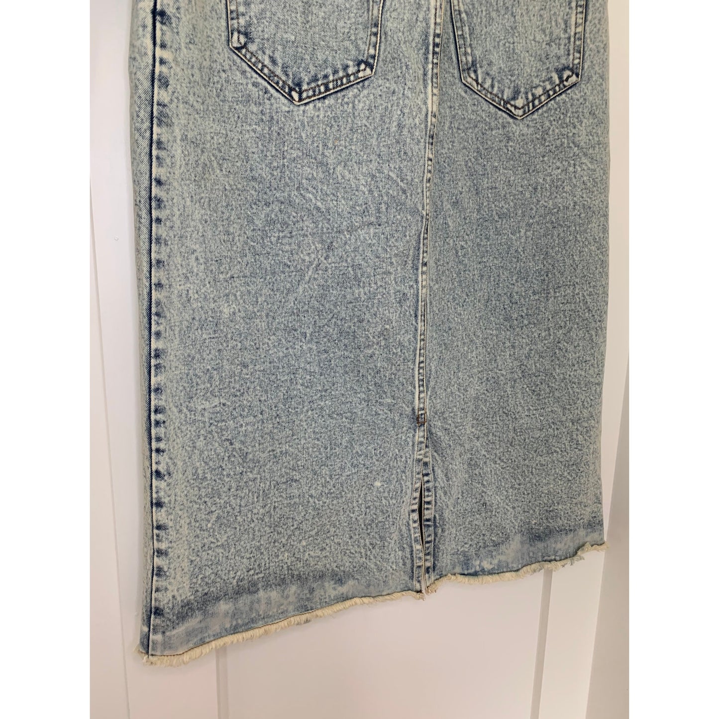 Elliatt Marion Set in Light Blue Large Denim Button Front Cropped Top Midi Skirt