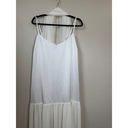 Show Me Your Mumu White Maxi Dress XL Drop Waist Satin Chiffon Scarf Bridal