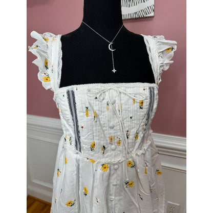 For Love & Lemons Leanne Mini‎ Slip Dress in White Size XL Floral Embroidered