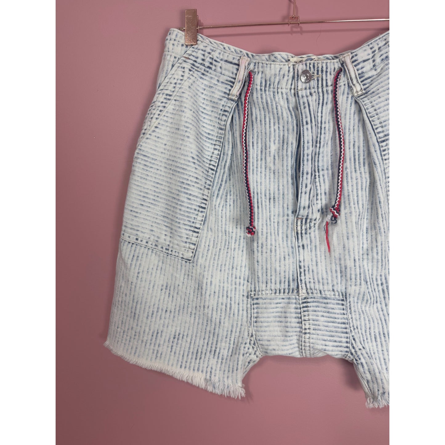 We The Free Free People Easy Rider Harem Stripe Denim Shorts Size Small
