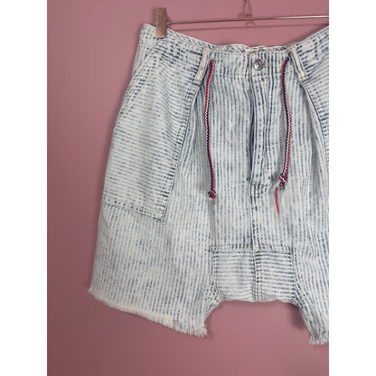 We The Free Free People Easy Rider Harem Stripe Denim Shorts Size Small