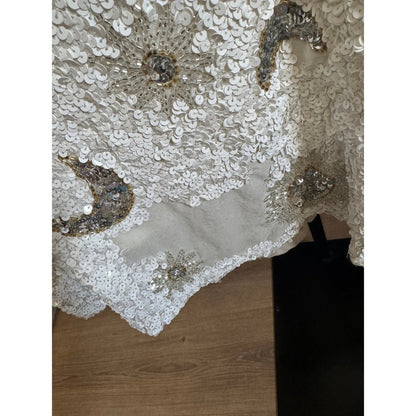 Show Me Your Mumu White Sequin Celestial Sun Moon Maxi Skirt Beaded