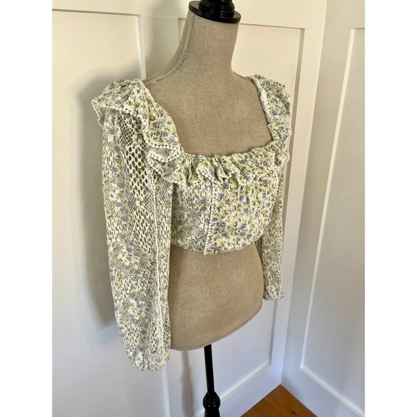 LoveShackFancy‎ Dorabella Crop Top White Garden Stream Size XS