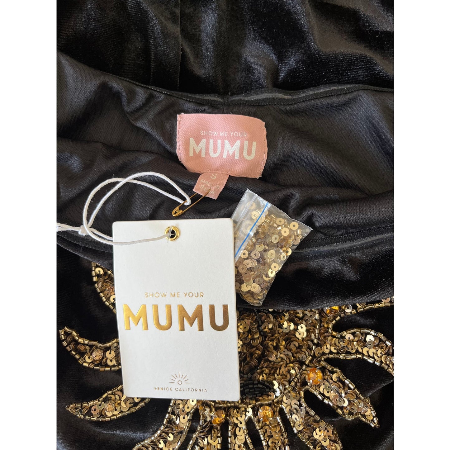 NEW NWT Show Me Your Mumu On My Way Dress Sun Sequins Velvet Size Small