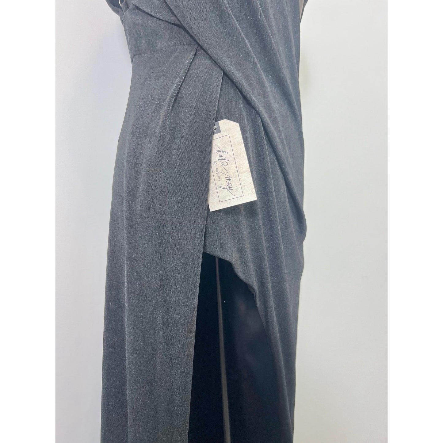 Katie May A Cut Above Gown Maxi Dress Black Medium One Shoulder Stretch Lined