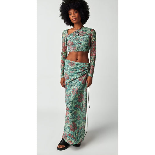 Free People Supernova Skirt Set in Watermelon Combo Medium Floral Print Stretch