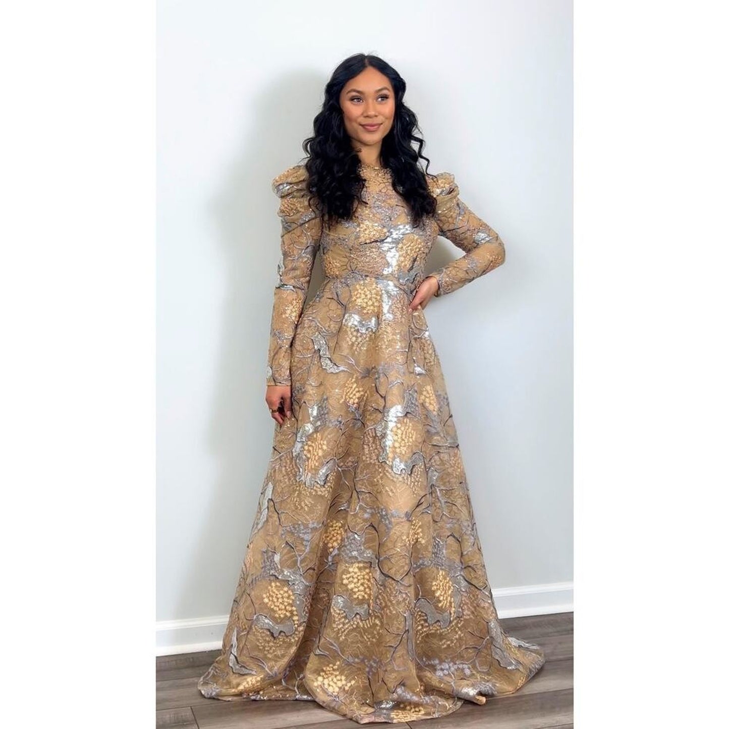 Mac Duggal‎ A-Line Dress Size 12 Midi Embellished Lined Party Cocktail Wedding