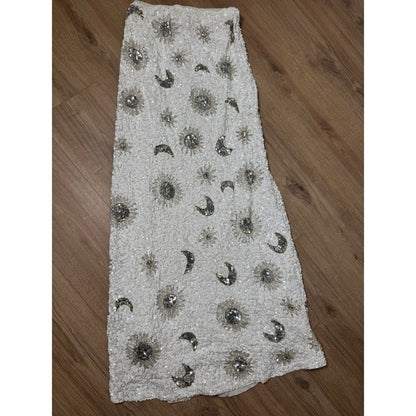 Show Me Your Mumu White Sequin Celestial Sun Moon Maxi Skirt Small Wedding Party