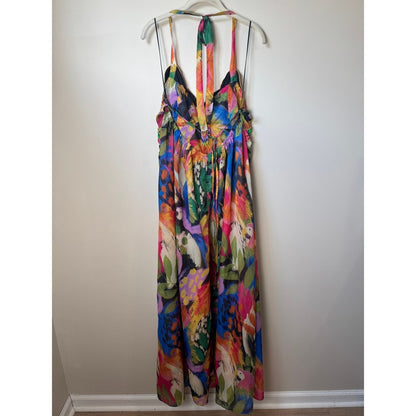 Show Me Your Mumu Womens Tropical Parrot Embroidered Halter Maxi Dress Boho