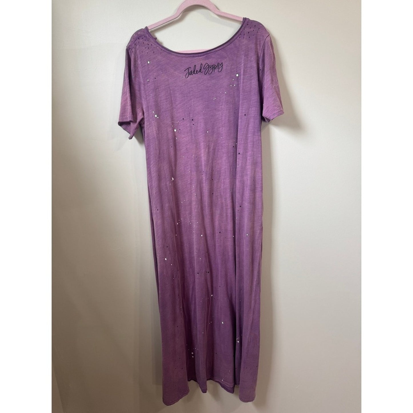 Jaded Gypsy Dirty Hippie Graphic Maxi Dress Purple Boho Paint Splatter S/M